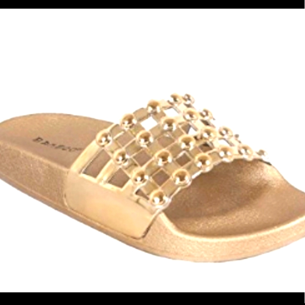 Gold Metallic Beaded Cage Slides